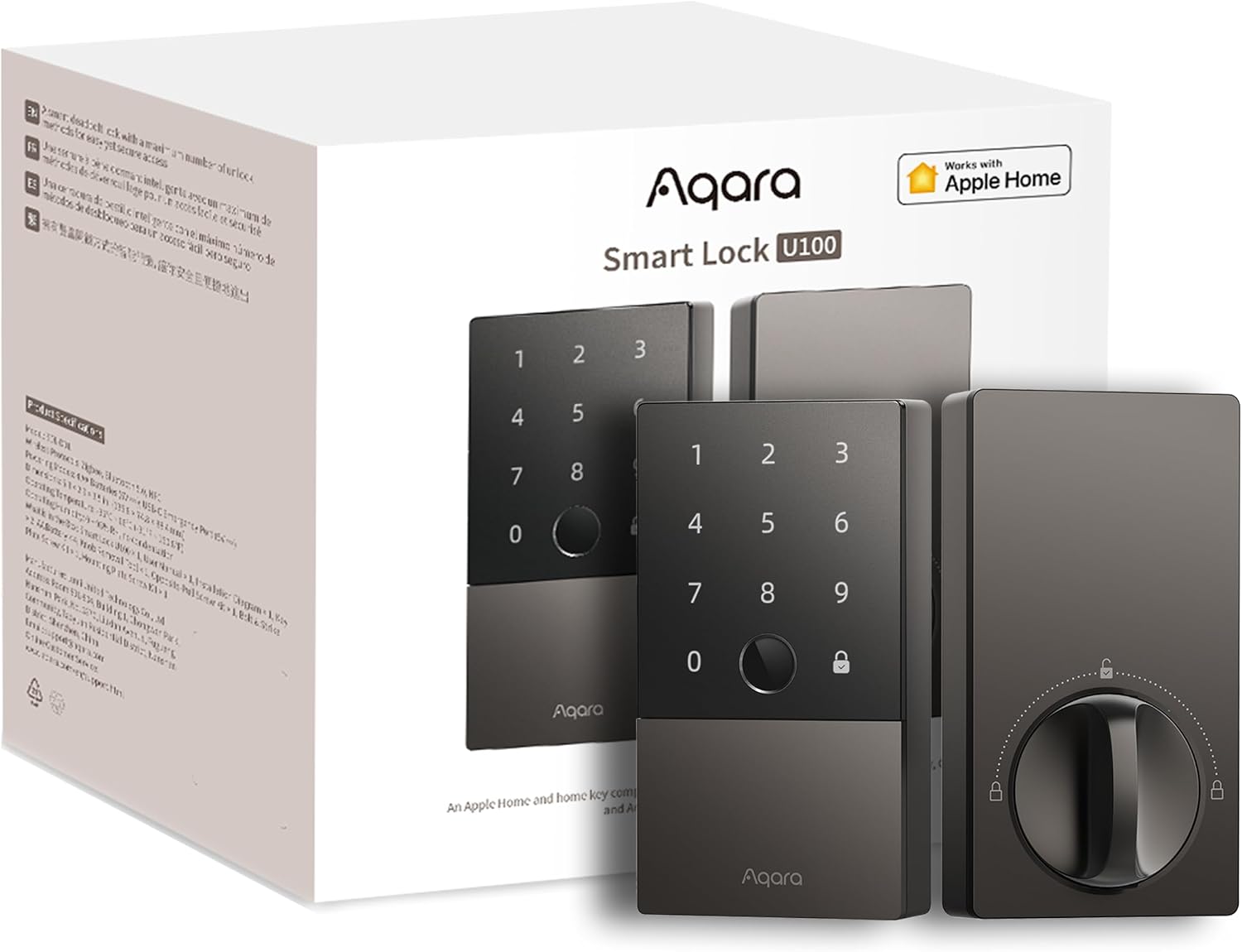 Aqara Smart Lock U100 fingerprint touchscreen keypad deadbolt in gray