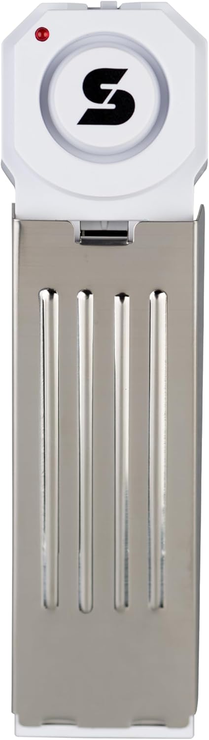 SABRE wedge door stop security alarm placed under a door