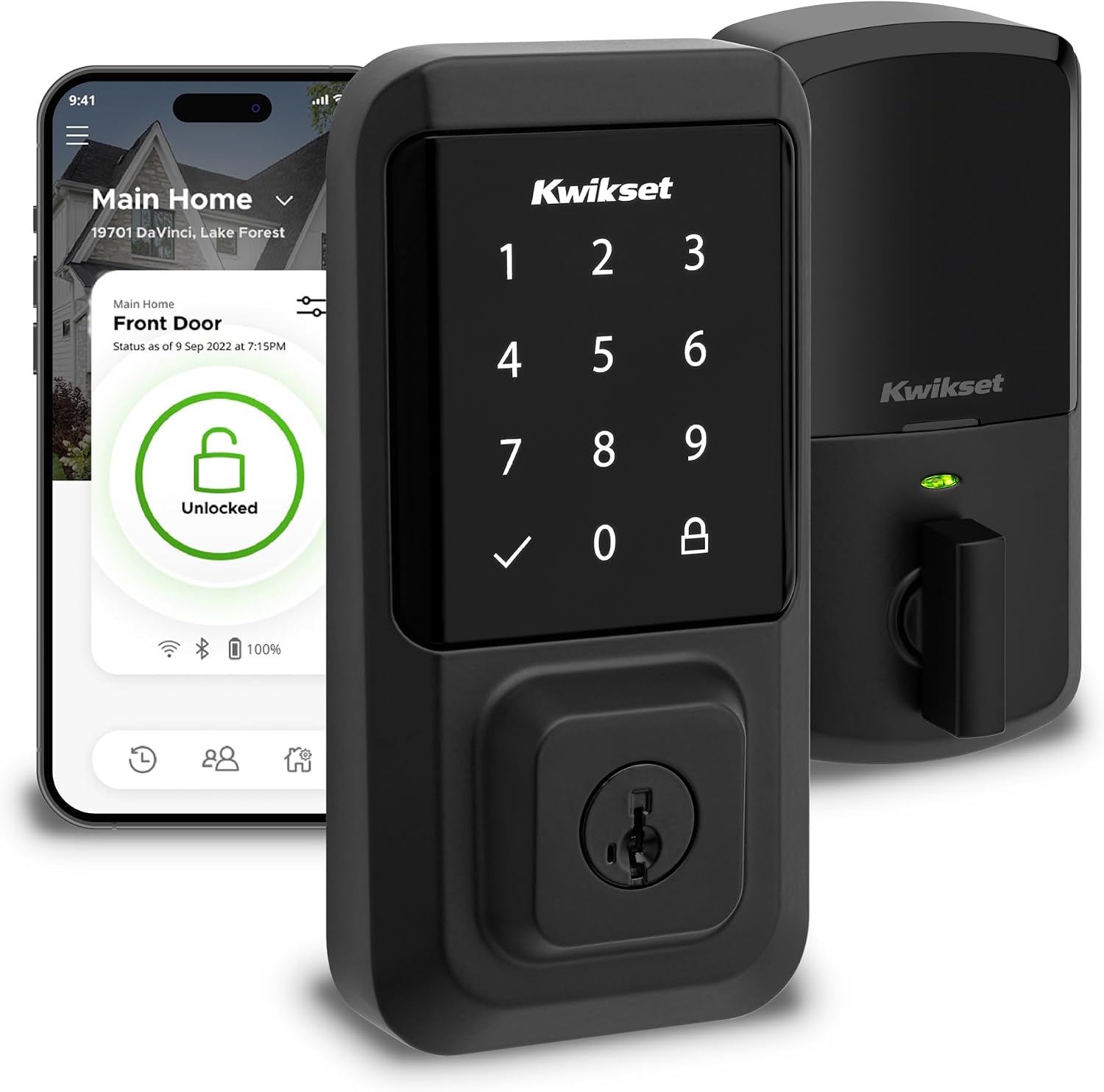 Kwikset Halo Touchscreen Wi-Fi smart lock deadbolt in matte black