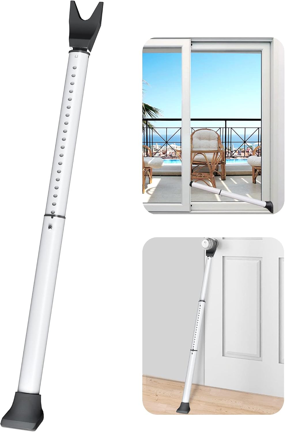 AceMining adjustable sliding door security bar mounted in a patio door track