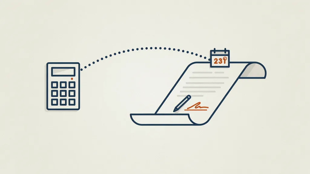 Illustration of a home alarm keypad linked to a long signed contract scroll with a calendar, representing Brinks equipment bundled into a multi-year monitoring agreement