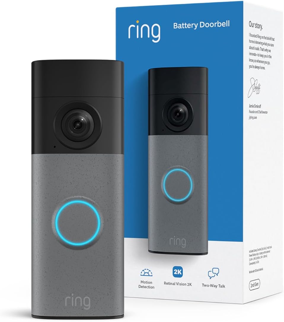 Ring Battery Doorbell 2K mounted beside a front door