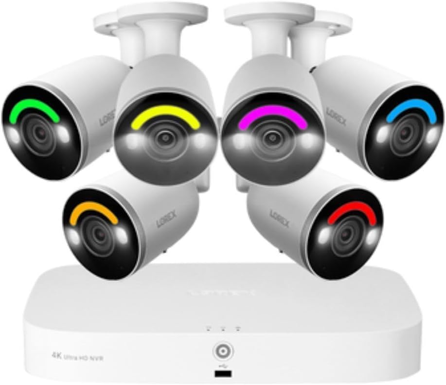 Lorex 4K 8-channel NVR system with six IP cameras and 2TB recorder