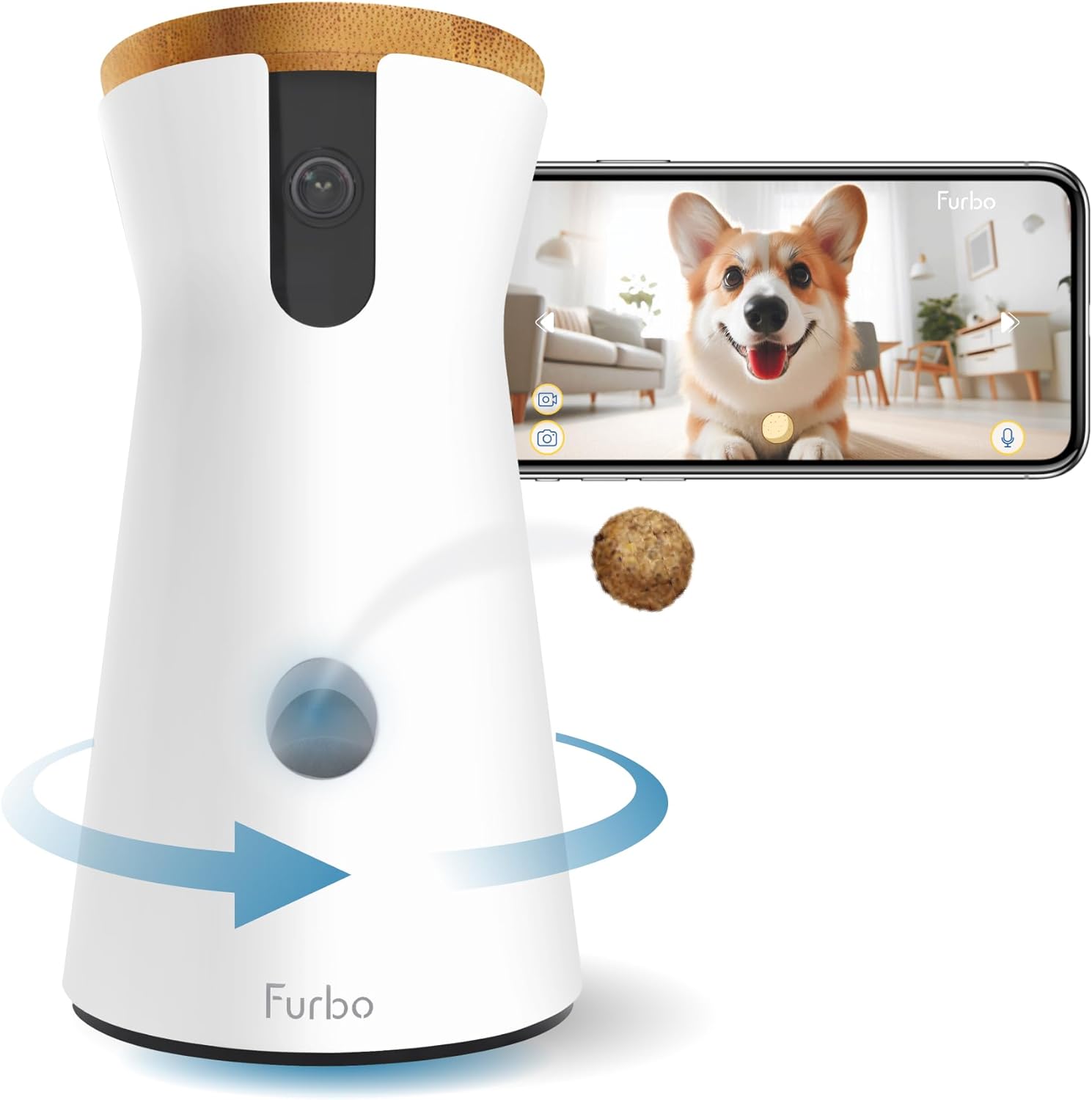 Furbo 360 degree Dog Camera, no monthly fee model, in white