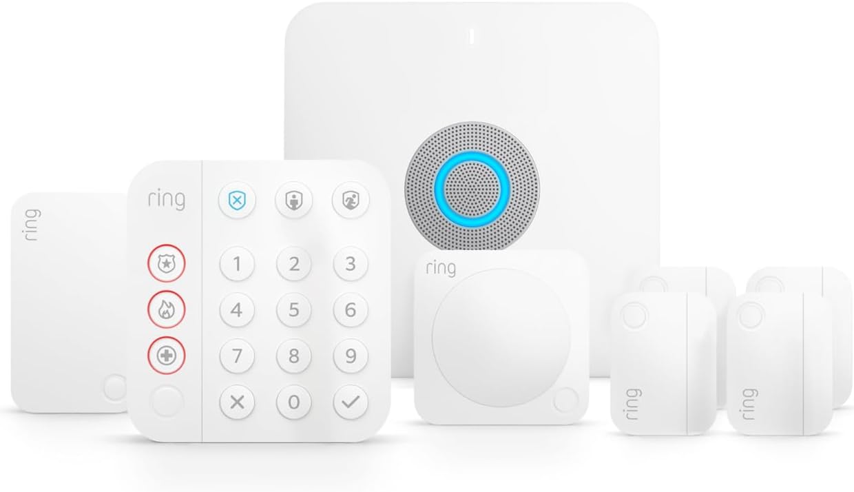Ring Alarm Pro 8-Piece Kit base station with built-in eero Wi-Fi 6 router and sensors