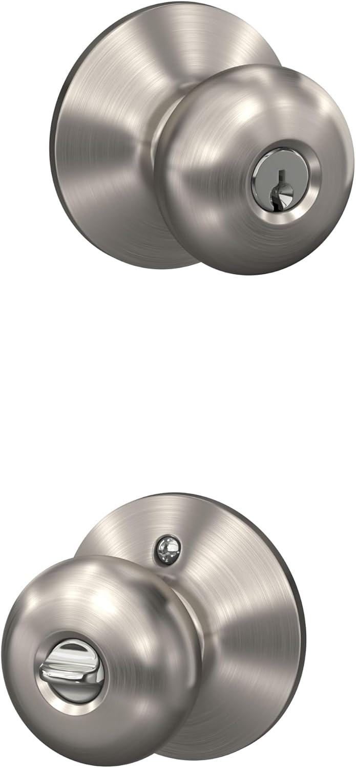 Schlage Plymouth Keyed Entry Door Knob, Satin Nickel