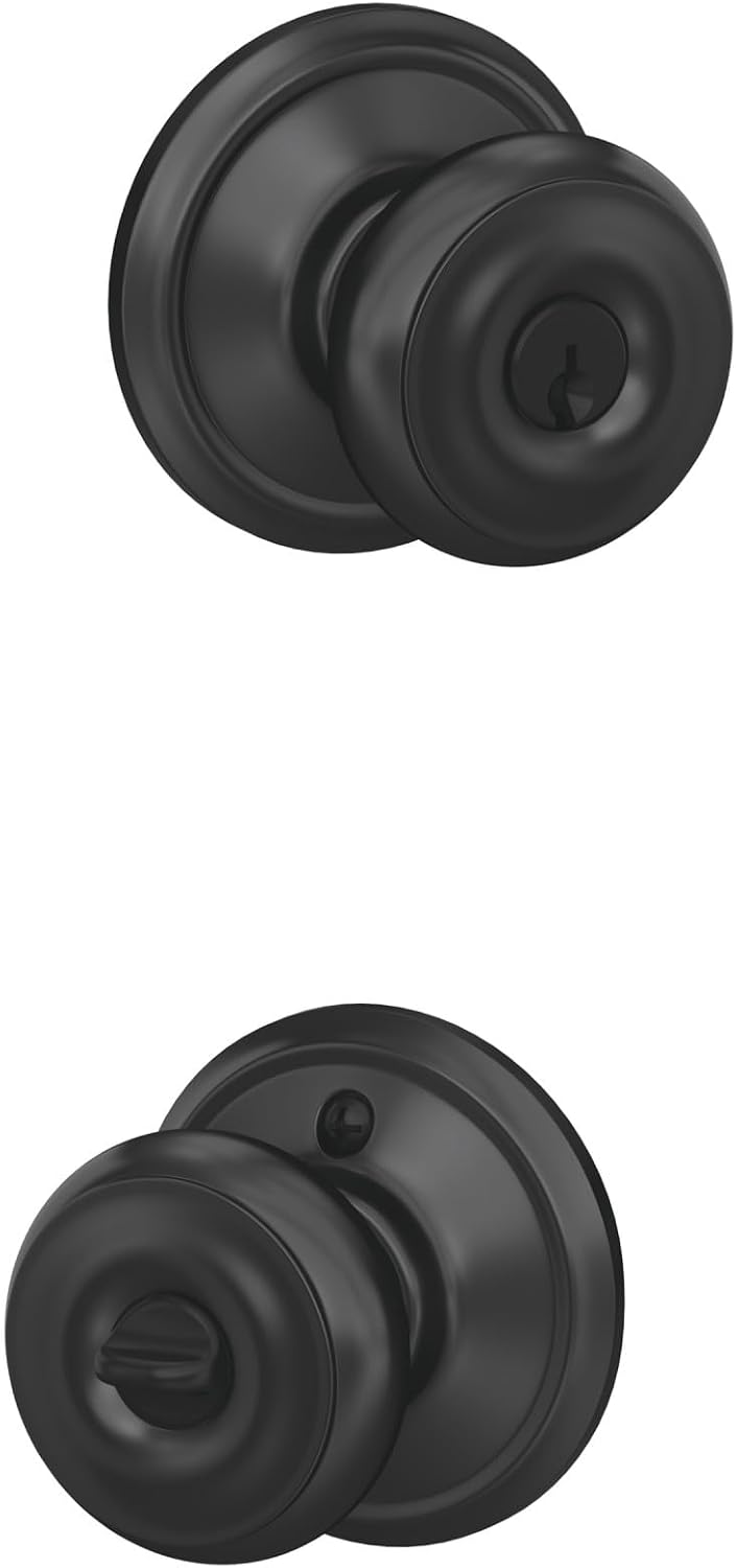 Schlage Georgian Keyed Entry Door Knob, Matte Black