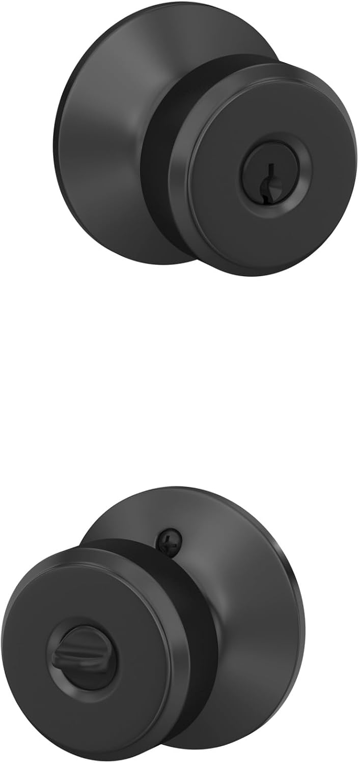 Schlage Bowery Keyed Entry Door Knob, Matte Black