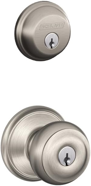 Schlage deadbolt and door knob combination set in satin nickel finish