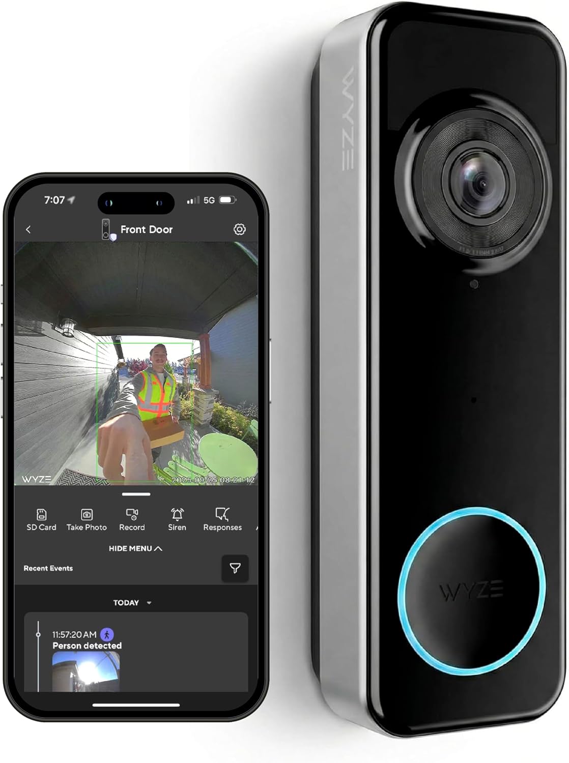 Wyze Battery Video Doorbell wire-free video doorbell in black